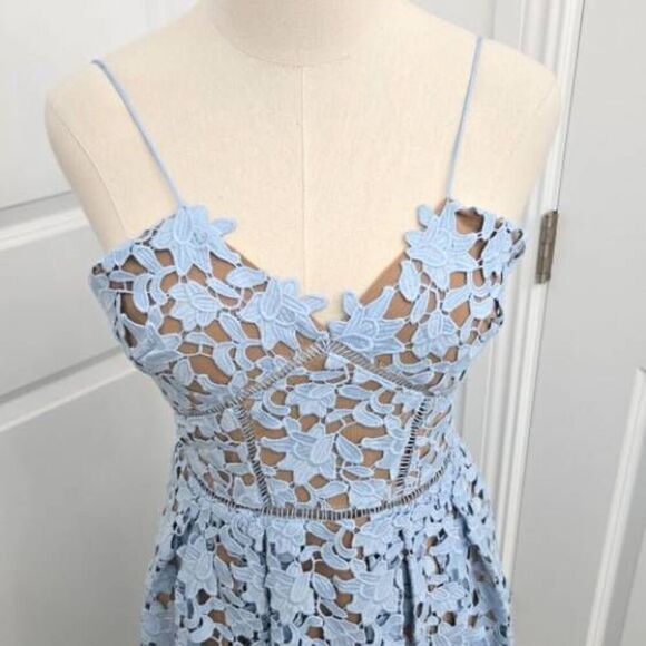 Self Portrait Azalea Dress Light Blue Lace Size 2 - Picture 4 of 11